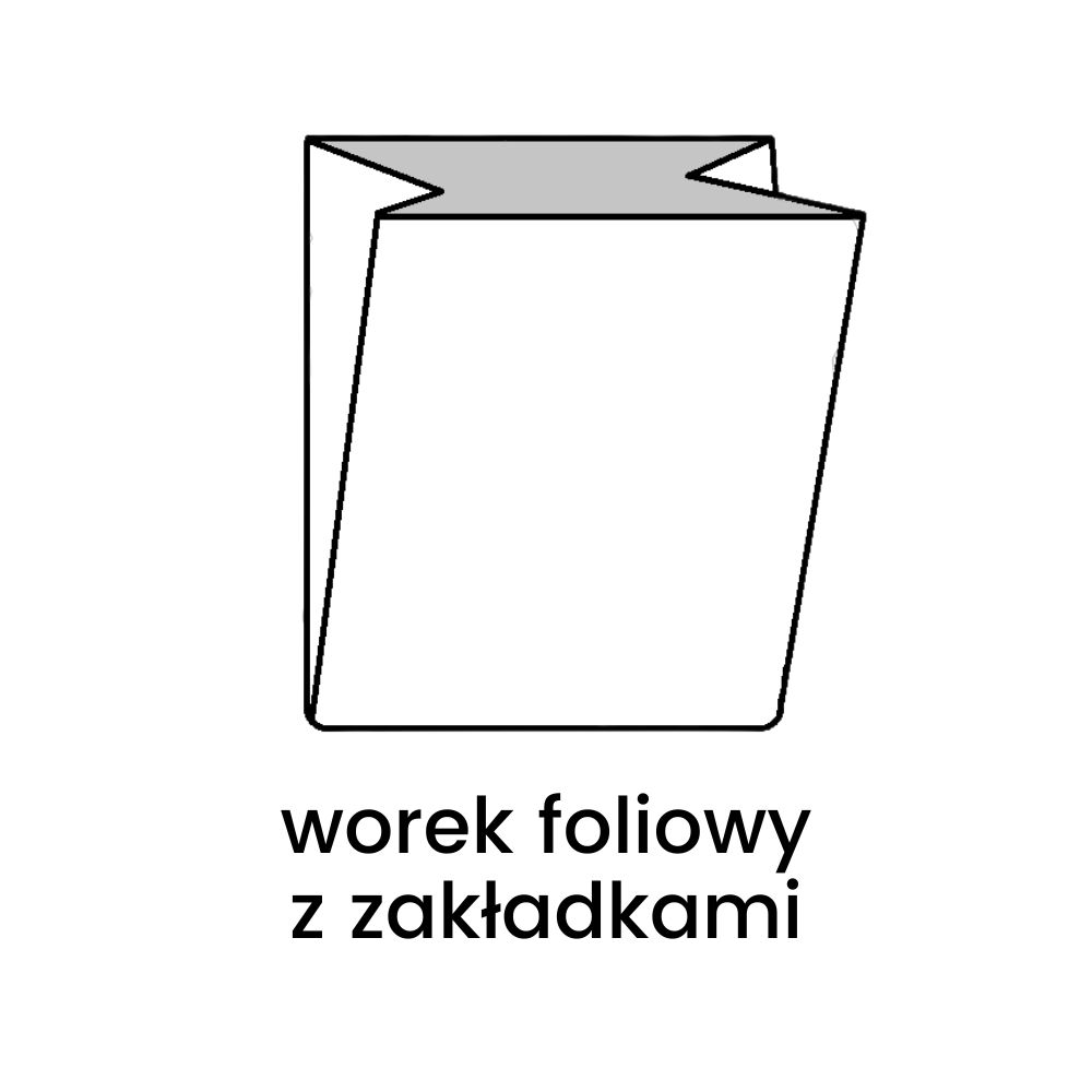 Graficzne zobrazowanie worka foliowego z zakładkami
